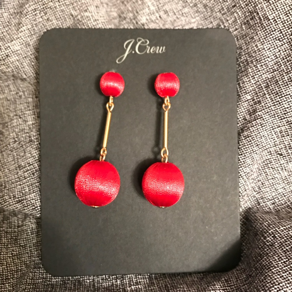 J.crew red ball earrings